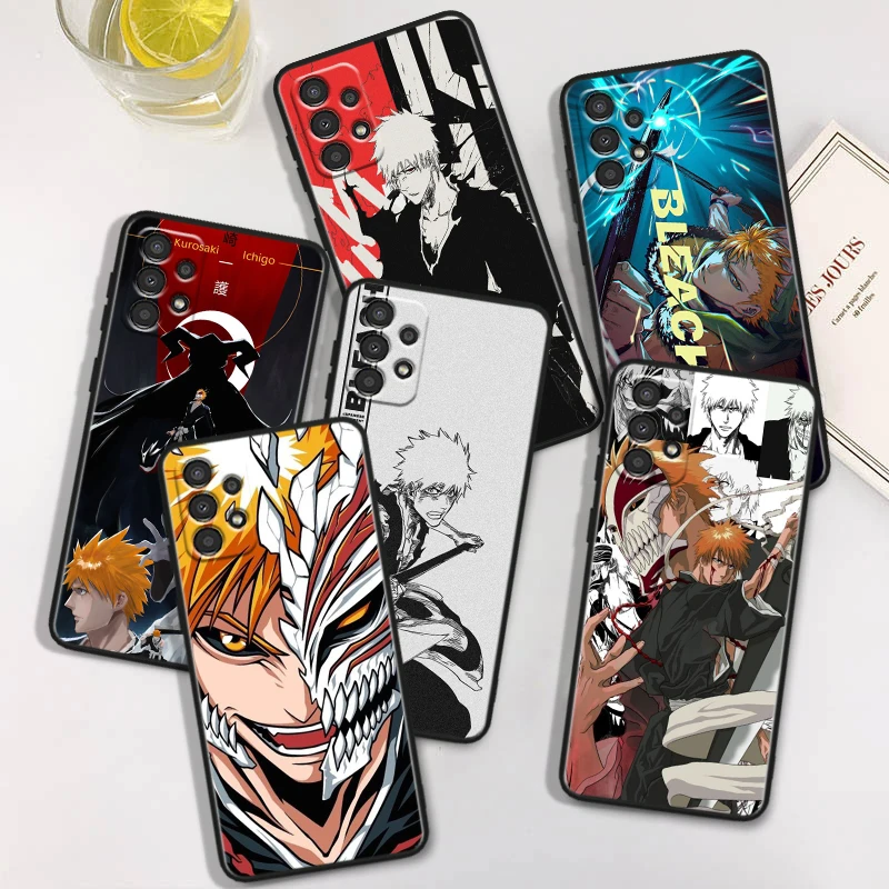 Anime BLEACH For Samsung A73 A72 A55 A54 A53 A52 A35 A34 A33 A32 A25 A24 A23 A22 A15 A14 A13 Black Phone Case