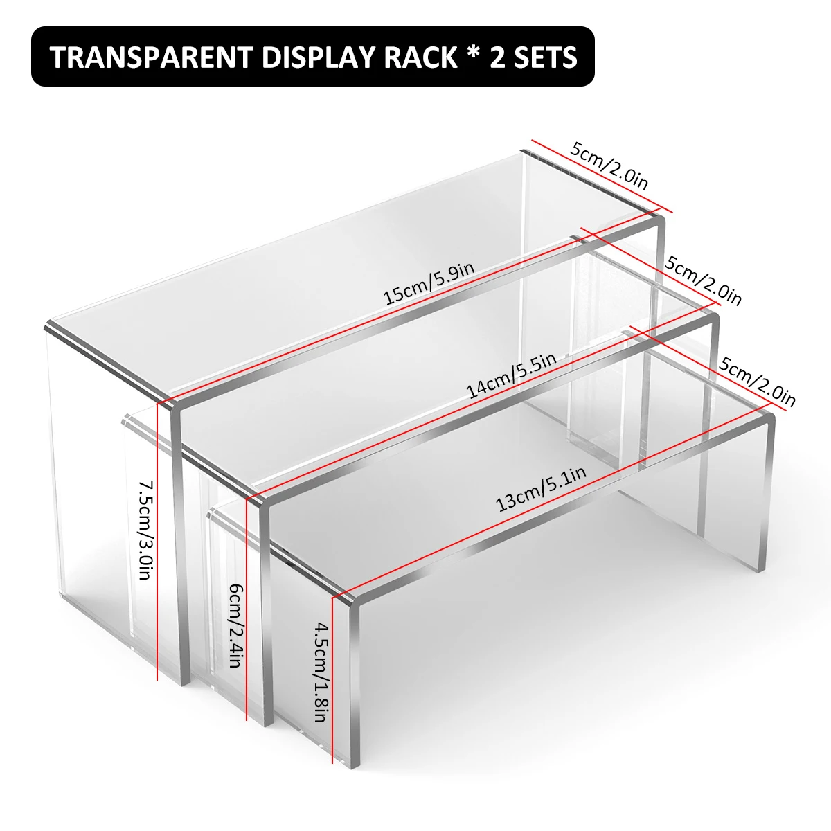 9/3Pcs Acrylic Display Stand U Shape Organizer Stand Display Risers for Show Figures, Cupcake, Jewelry, Toys, Perfume and More