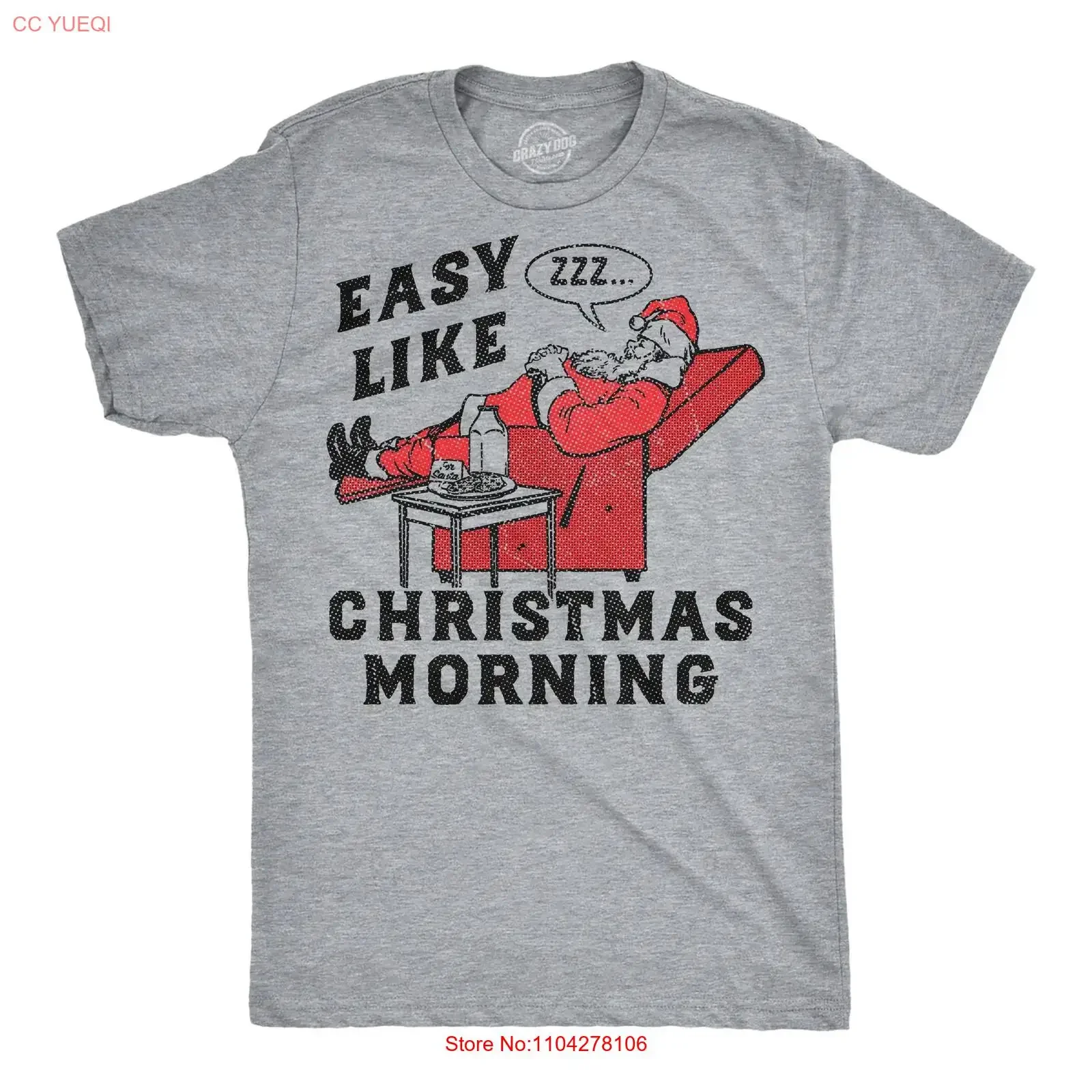 Mens Funny T Shirt Easy Like Christmas Morning Sarcastic Santa Novelty vintage Washed designer clothes Soft streetwear Stylish