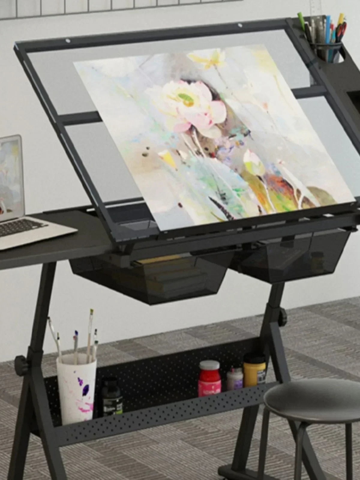 Glass drawing table Lifting Angle-adjustable Painting Table Desk Oil Painting Art Painting Design Architect