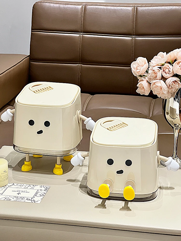 

Mini Desktop Trash Can with Lid, Cute Covered Table Bin, High-Aesthetic Waste Collector, Small Paper Bucket for Dining Table