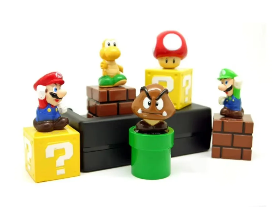 Figurines Super Mario Luigi Yoshi, 5 pièces/ensemble, décoration de gâteau au beurre, ornements de voiture, anime, jouets pour enfants, cadeaux