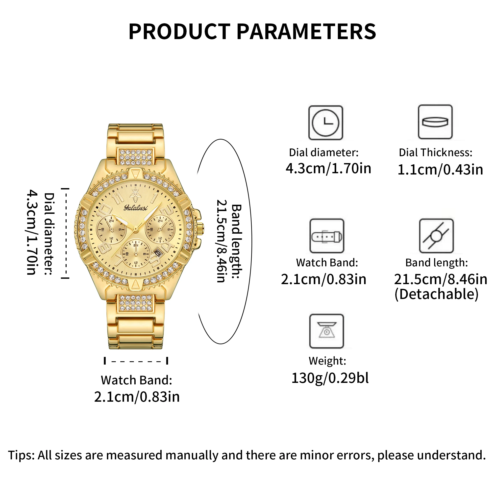 YaLaLuSi Brand Hot Sale Couple Gift Watch Gold Crystal Diamonds Luxury Model Box Watch Remover Vacuum Ion Gold Plating