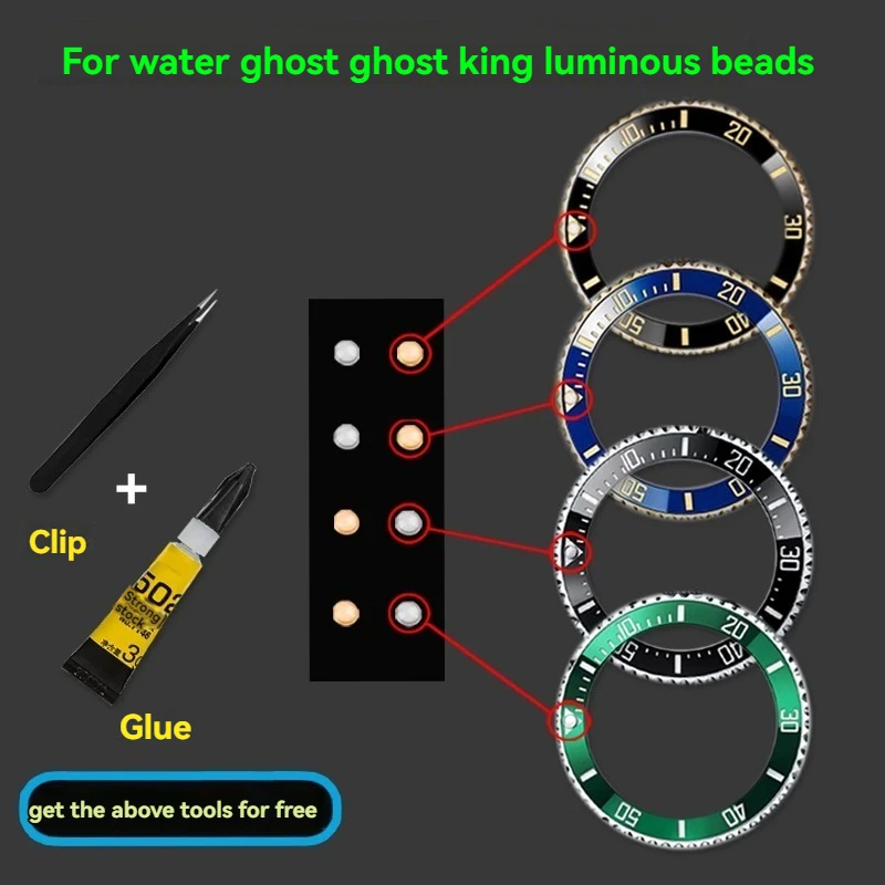 Blue Green Luminous Bead Watch Bezel 12 O’Clock 2.5mm Lume Pearl Dot Ceramic Beads Night Light for Rolex Submariner Accessories
