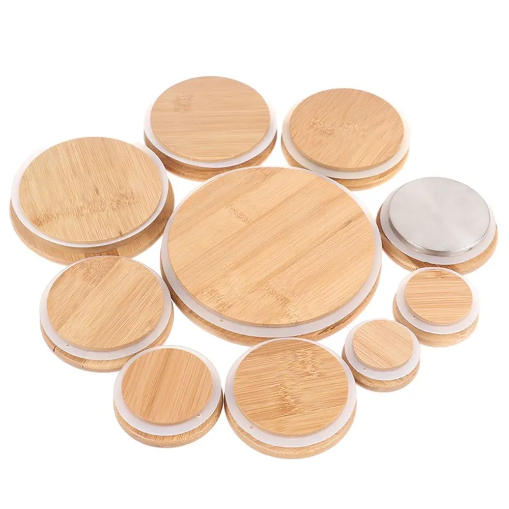 

Art Of Carpentry Diverse Sizes Sealing Ring Wooden Reusable Cup Lid Storage Tank Bamboo Cover Tea Set Accessories