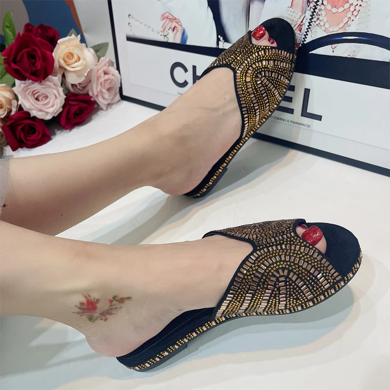 2023 Trendy Colorful Slides for Women New Classic Design Sandals Italian Style Lady Shoes Low Heel Summer Mules Comfy Sandals