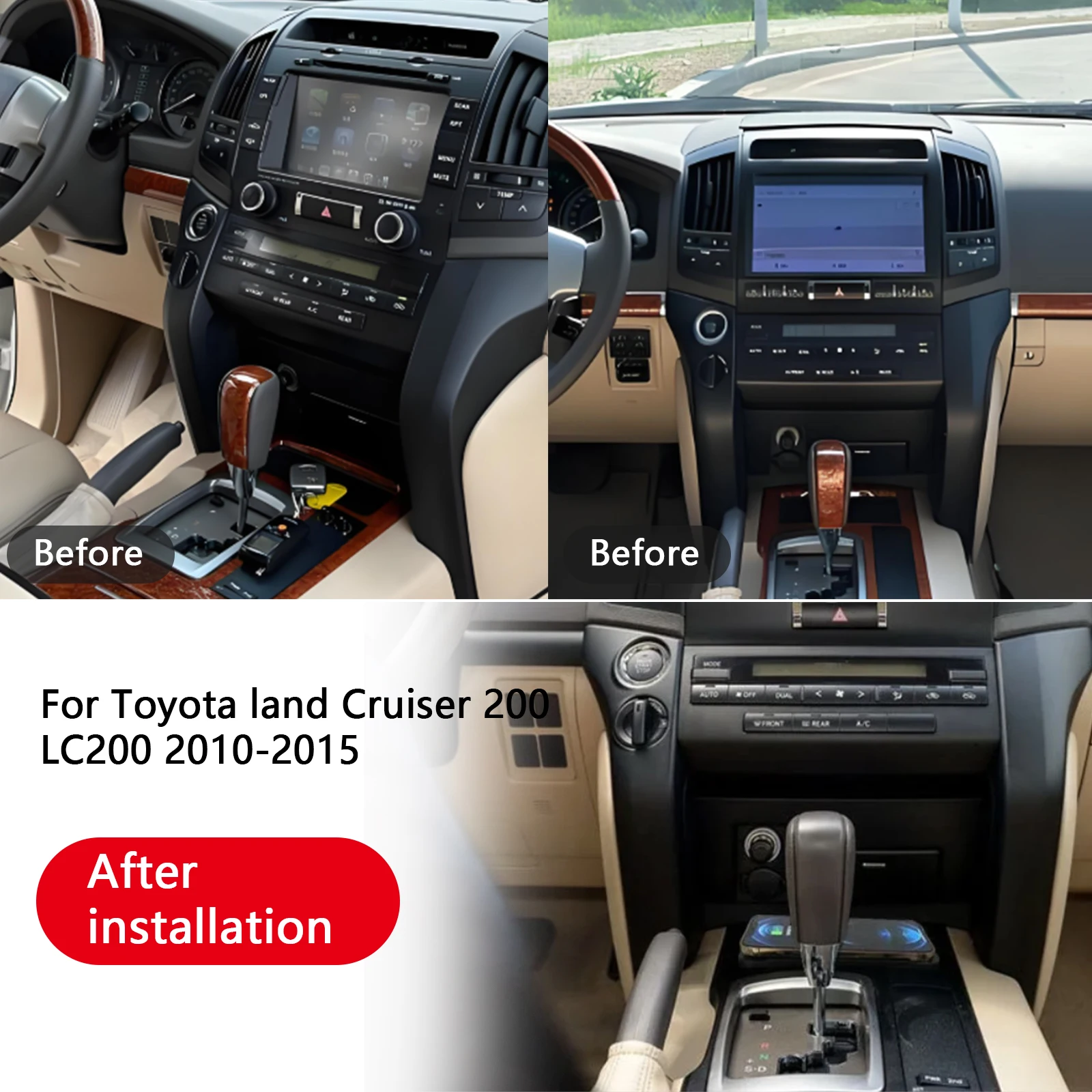 Para toyota land cruiser lc200 2010-2015 console central do carro carregador de telefone rápido carregador sem fio placa de carregamento suporte de ca