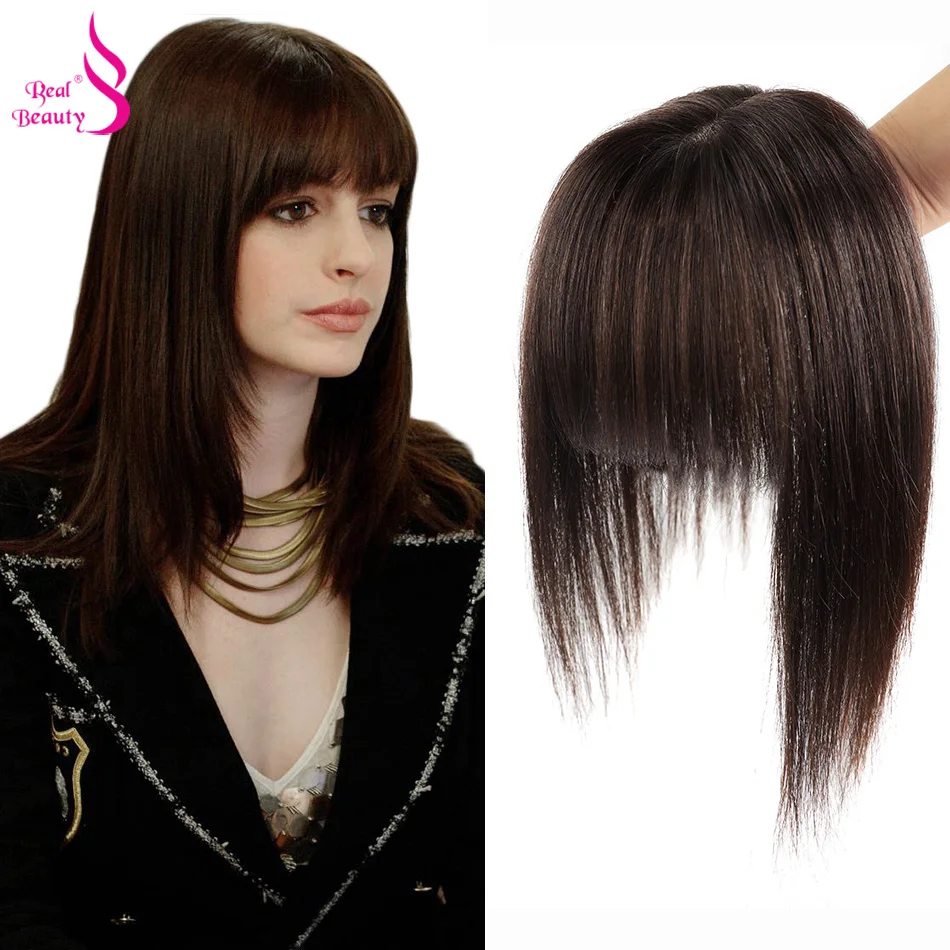 Machine 100% Part Topper Natural Topper Bang Real Base Hair