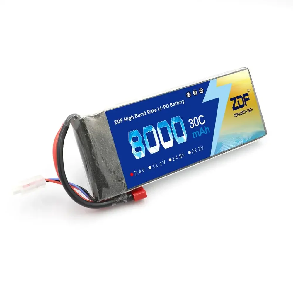 ZDF 2025 Nuovo Arriva di Buona Qualità 7.4V 8000mah 30C Max 60C 2S LiPo Batteria per RC Elicottero Aereo Auto Barca Bateria AKKU Drone