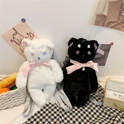 Kawaii Black/white Cat Bag Women Cartoon Plush Shoulder Bag For Women  Plush Bag  Plush Backpack  Cute Backpack