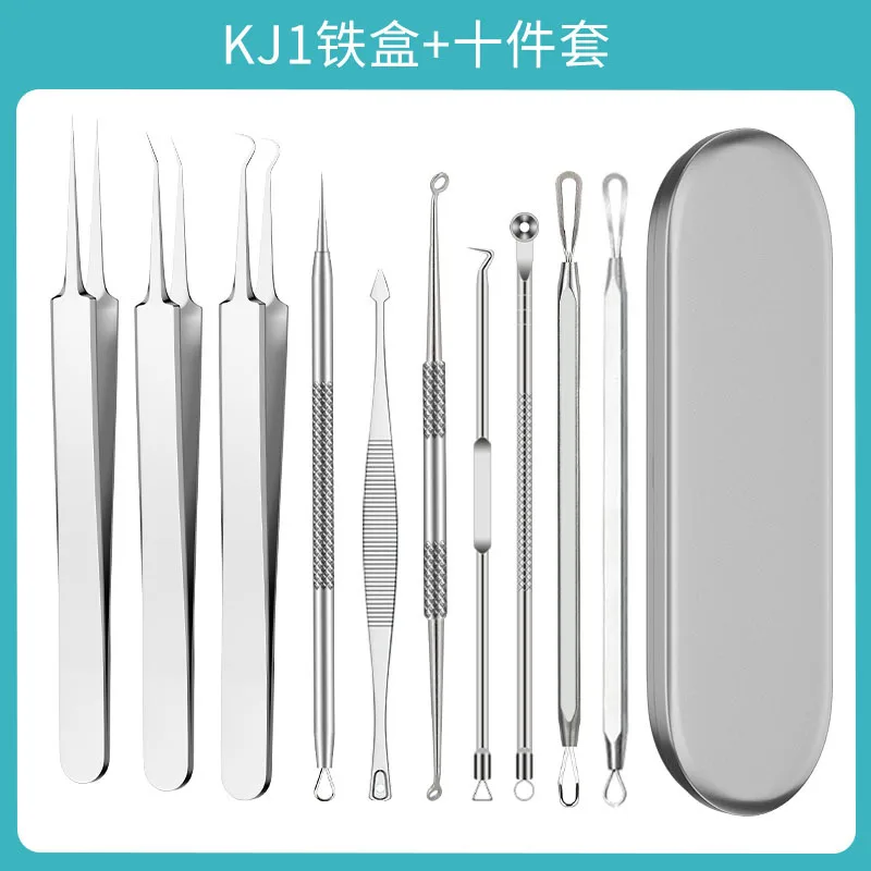 Pinzette per punti neri in acciaio inossidabile Set di strumenti Clip per acne Clip per cellule Ago per acne Ago per spremere l'acne Strumento per la cura della pelle del viso