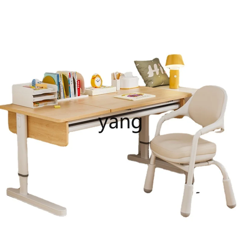 LMM Desk Student Household Writing Desk Adjustable Solid Wood Table and Chair Suit Large Desktop