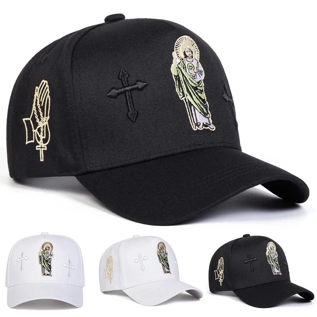 Gorras de Béisbol Unisex con Bordado de Cruz, Ajustables, Casuales, para Primavera y Otoño, Protección Solar, Gorra Deportiva