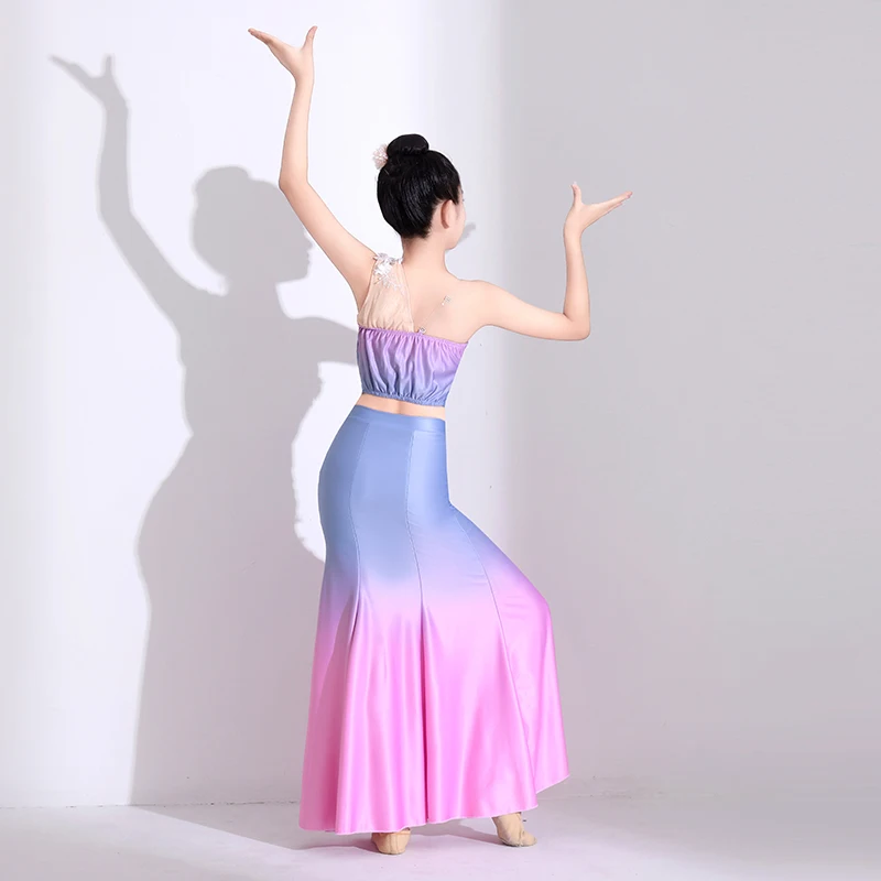 子供の Dai ダンス衣装フィッシュテールスカートパフォーマンス衣装女の子少数民族伝統的な孔雀ベリーダンス衣装衣装
