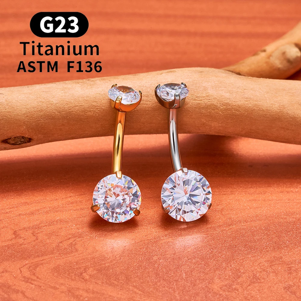 ASTM F136 Titan Bauchnabelpiercing mit Bananendesign, 14G, runder Zirkon, 8/10/12mm, sexy Bauchnabelring, Körperschmuck – Detail 4