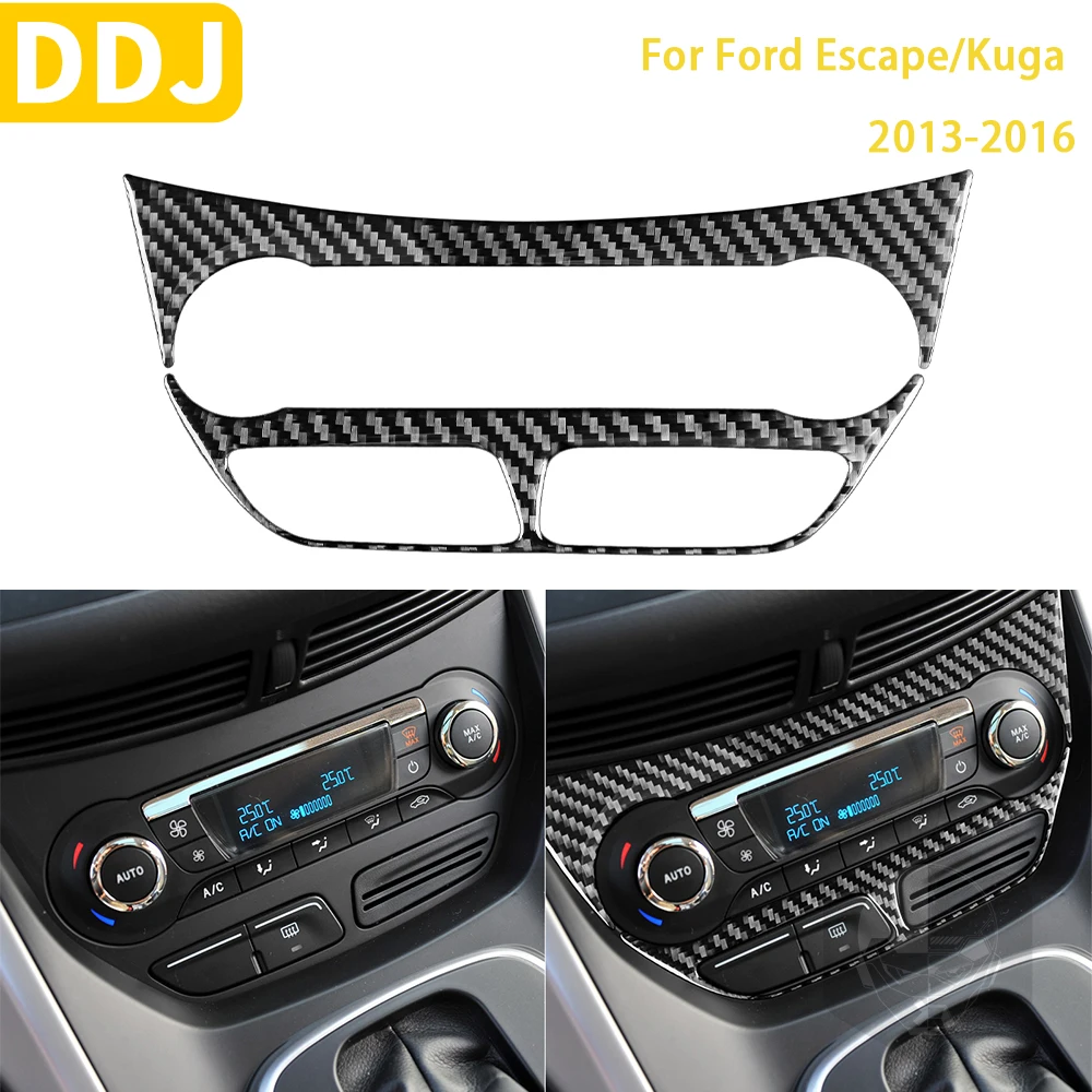 

Carbon Fiber For Ford Escape Kuga 2013 2014 2015 2016 Accessories Car Interior Automatic Climate Control Panel Trim Sticker