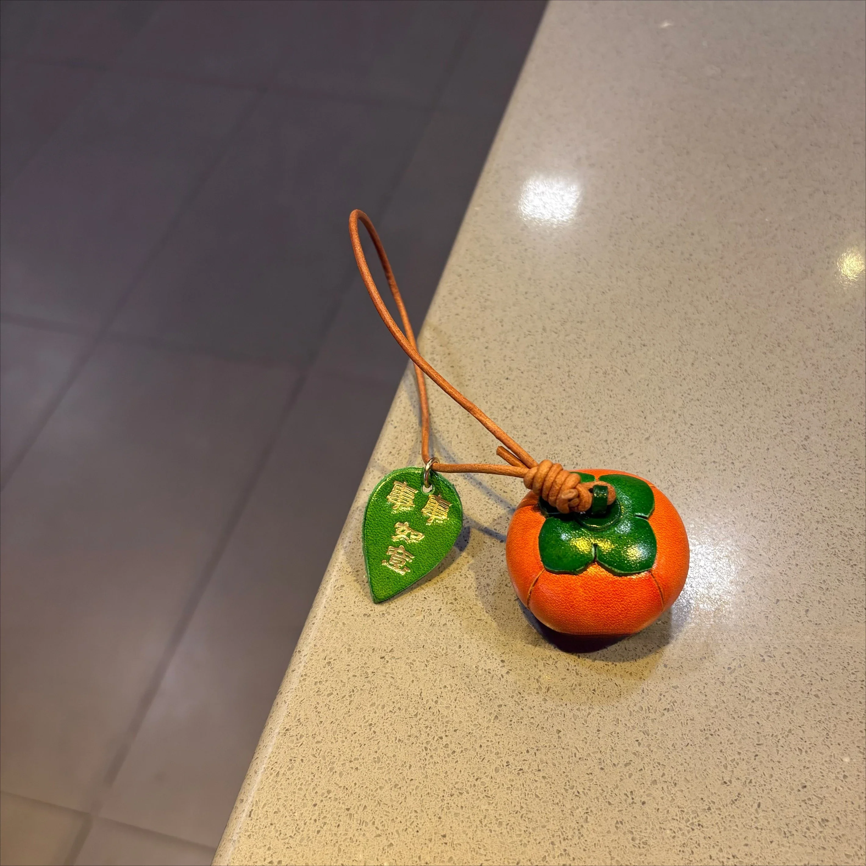 The first layerof cowhide persimmon ruyi bag pendant keychain pendant ideal persimmon everything goes well with backpack pendant