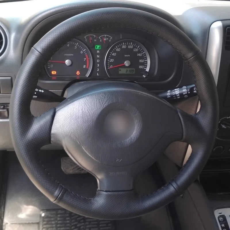 

For Suzuki Jimny 2005-2013 Hand-Stitched Non-Slip black Genuine Leather Car Steering Wheel Cover