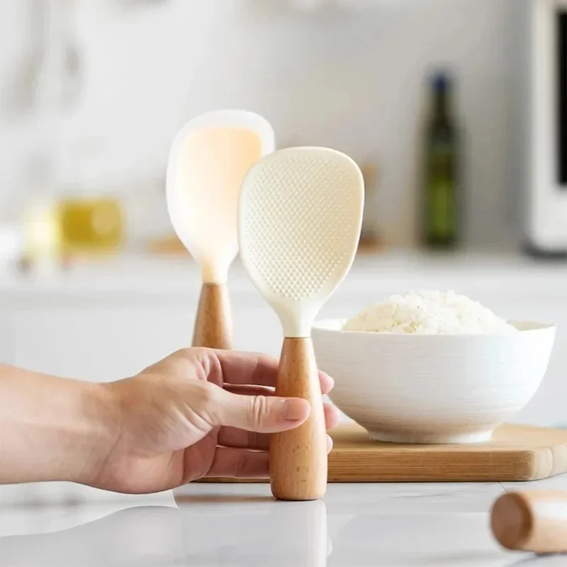 Silicone Rice Spoon Heat Resistant Non-stick Anti-scald Cooking Scoop Household Kitchen Utensil for Rice Serving