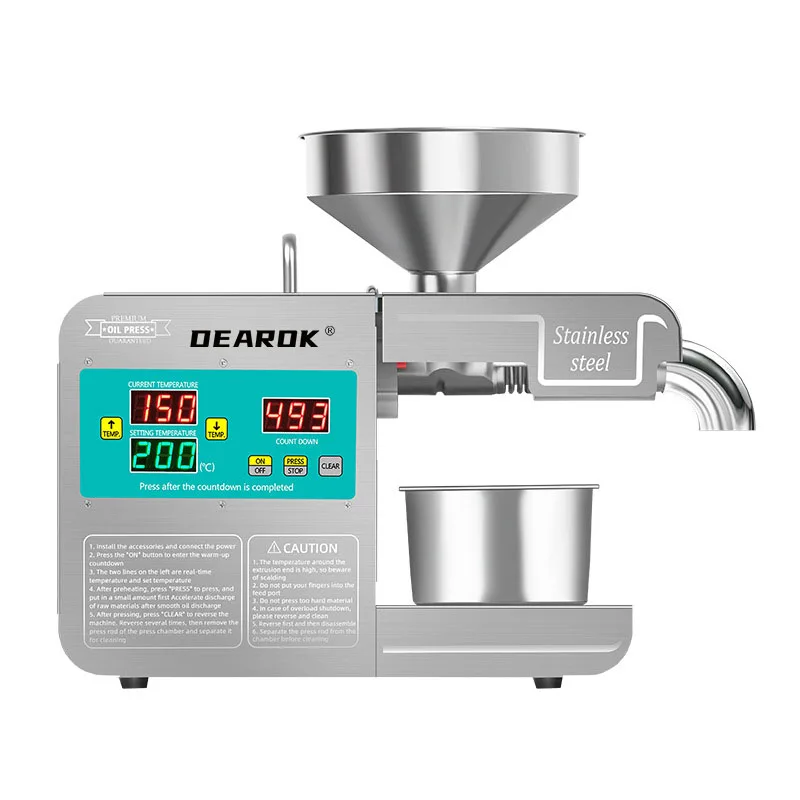 DEAROK-T1S Oil Press 110V/220V Intelligent Household Oil Extractor Peanut Oil Press Oil Machine 820W