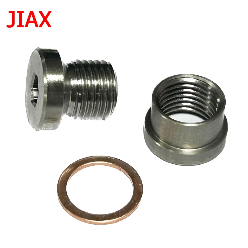 M12x1 25 Hex Socket Exhaust Pipe Nut Plug Stainless Steel with Gasket Automotive Parts Step Nut Plug