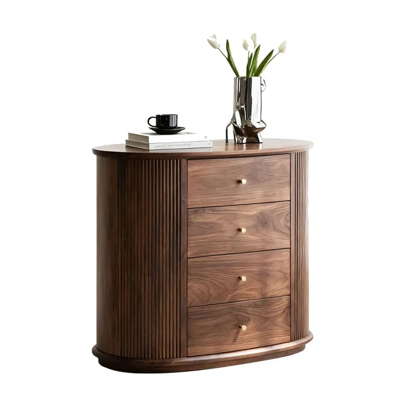 

New Chinese-style North American black walnut dining side cabinet Modern simple light luxury all solid wood porch cabinet Locker