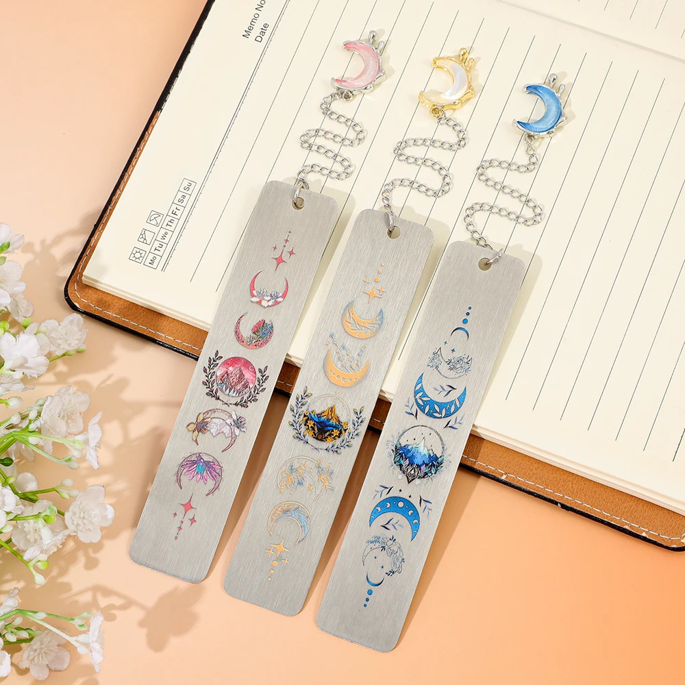 Creative Thorn Rose Court Mountain Moon Metal Stainless Steel Bookmarks, Women's Dream Bookmarks, ACOTAR Book Design, Reader Gif