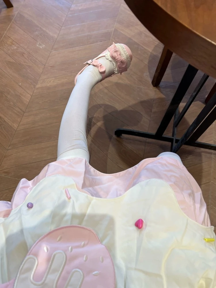 Sweet Design Lolita Mary Jane Shoes Women Cute Low Heel Flat Leather Shoes Authentic Lo Style Kawaii Single Shoes for Girls New