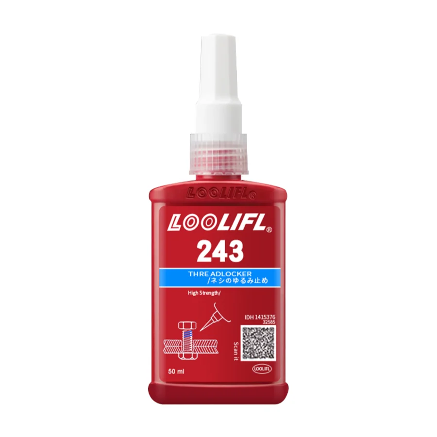 243 Blauwe schroefdraadborgmiddelen met gemiddelde sterkte, universele schroefdraadlijm, voor alle metalen onderdelen met schroefdraad, voor het vastzetten en afdichten van bouten, moeren en