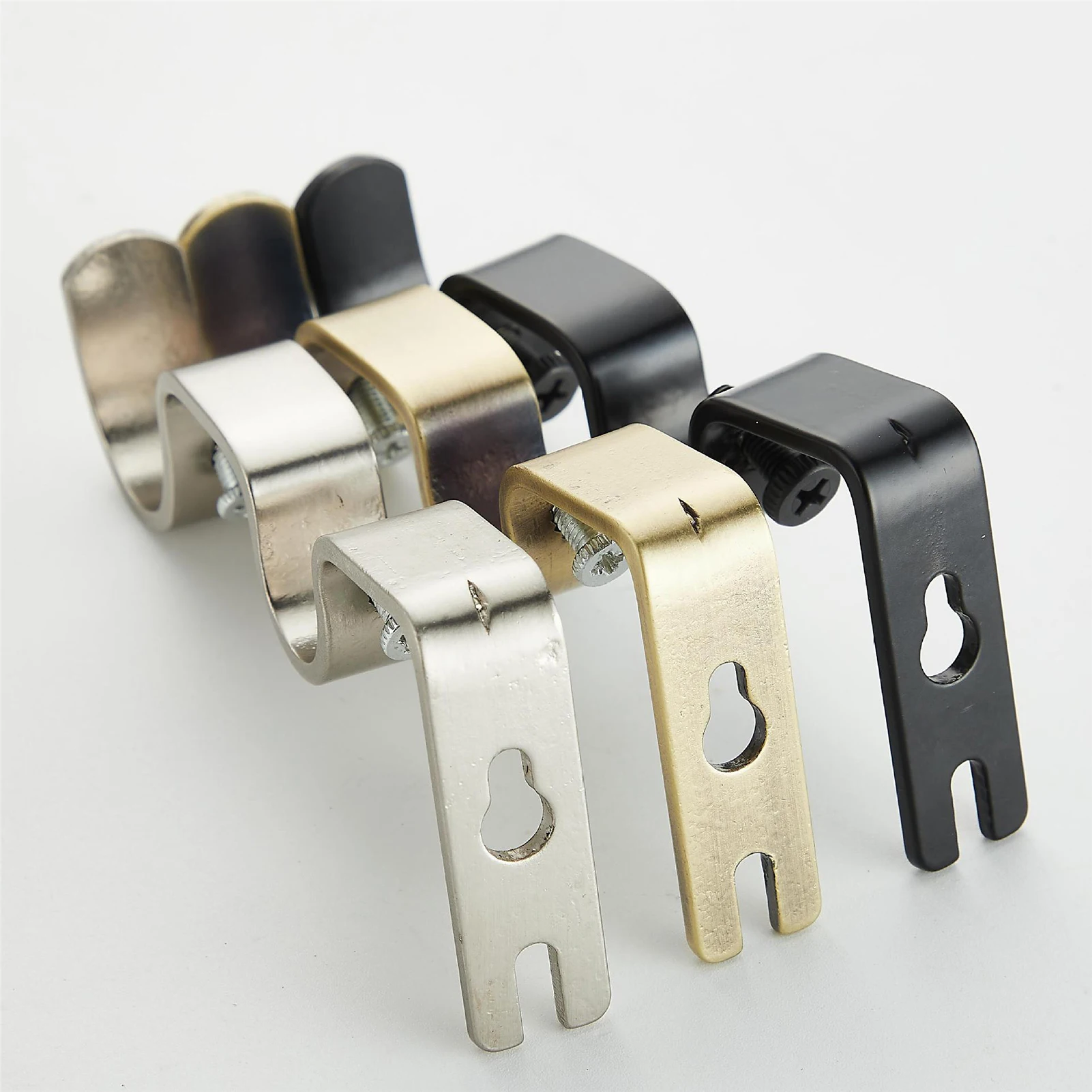 Double Curtain Rod Bracket Adjustable Double Rod Holders for Office Living Room Bedroom