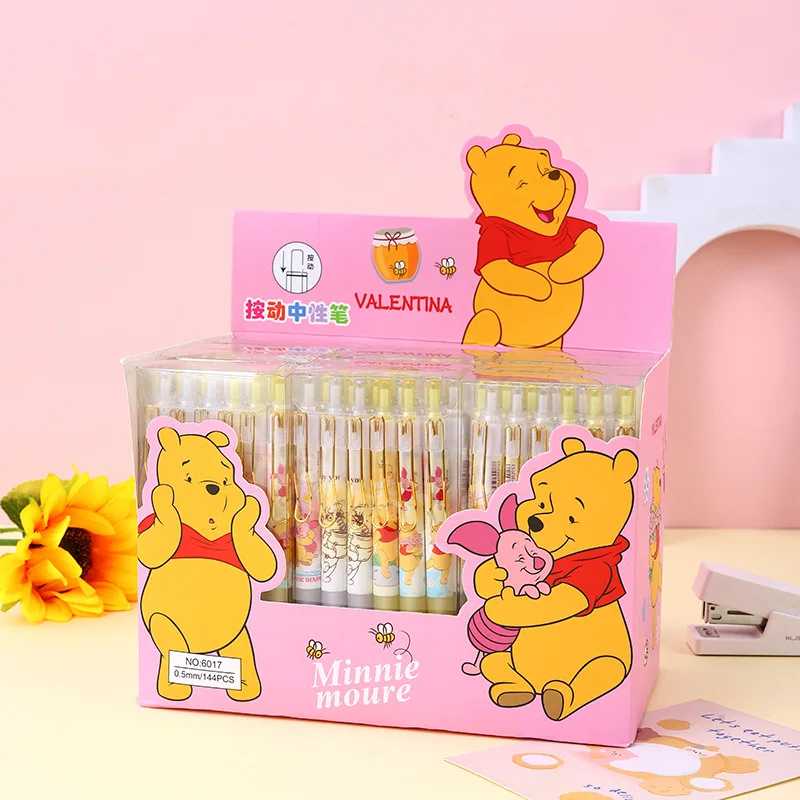 

36pcs/ лот Kawaii Disney Bear Press Gel Pen мультфильм 0.5mm чернила подписи ручки рекламные школьные принадлежности офиса