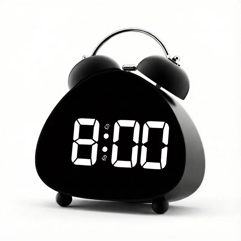 Desktop Plug-in LED Electronic Alarm Clock New Triangular Student with Simple Large Screen Bell Alarm Clock