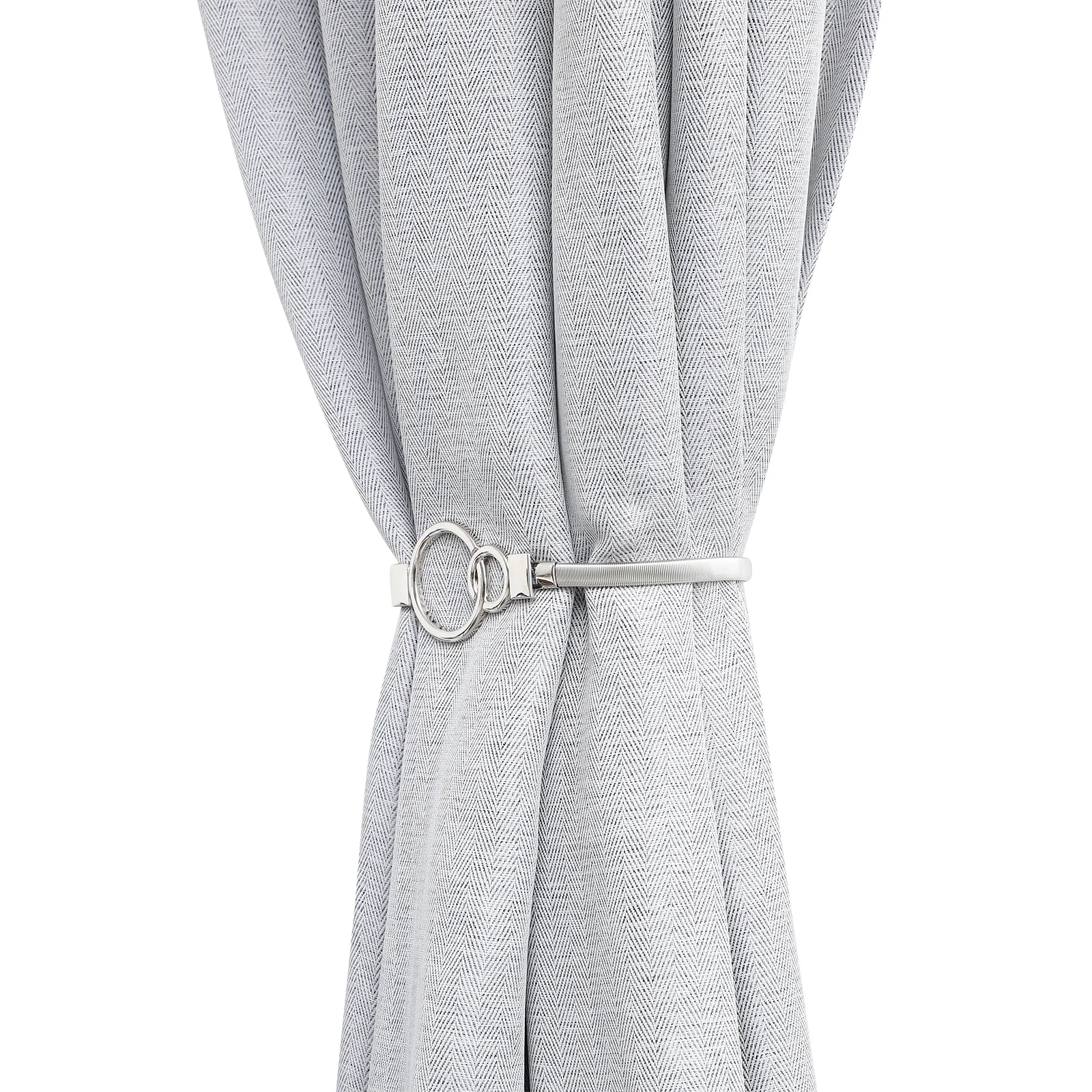 

1 Pair Silver Metal Curtain Tiebacks Simple Adjustable No Punch Installation Holdbacks For Living Room Bedroom Home Decor