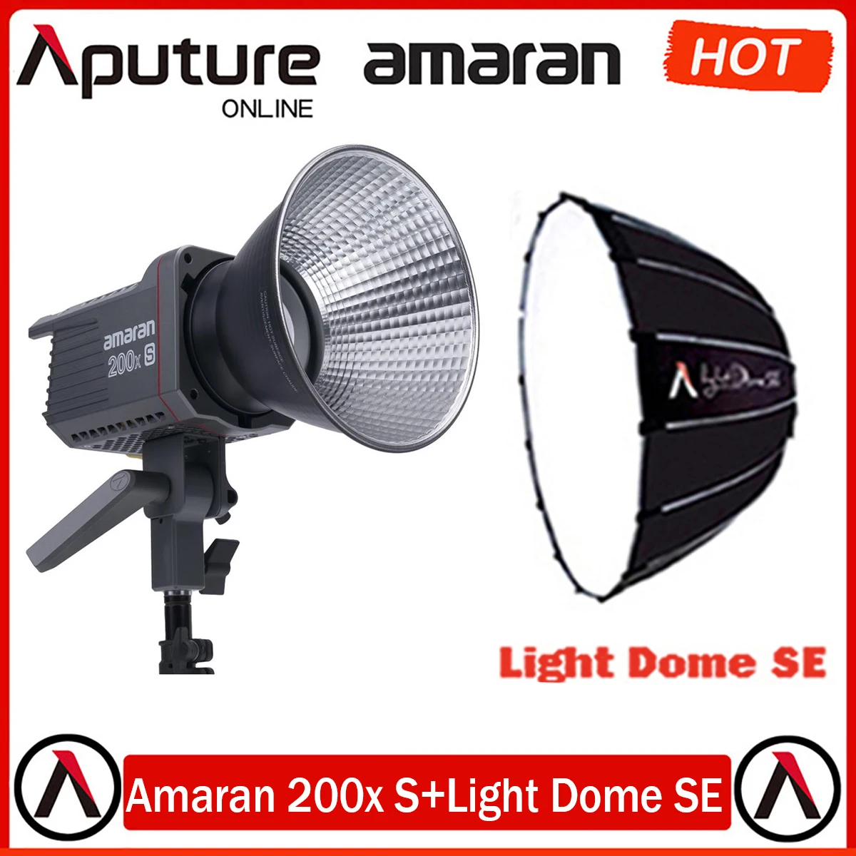 Aputure Amaran 200X S+Light Dome SE Kit, 200Ws 2700-6500K Bowens Mount COB LED Video Light with Sidus Link Bluetooth APP Control