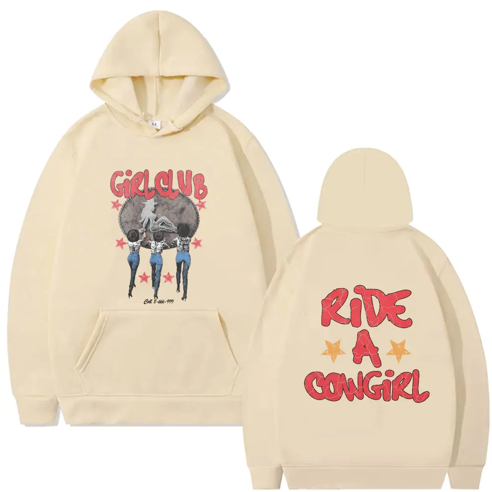 Girl Club Ride A Cowgirl Hoodie Men Women Clothing Cartoon Art Aesthetic Sweatshirt Male Vintage Casual Fleece Cotton Hoodies