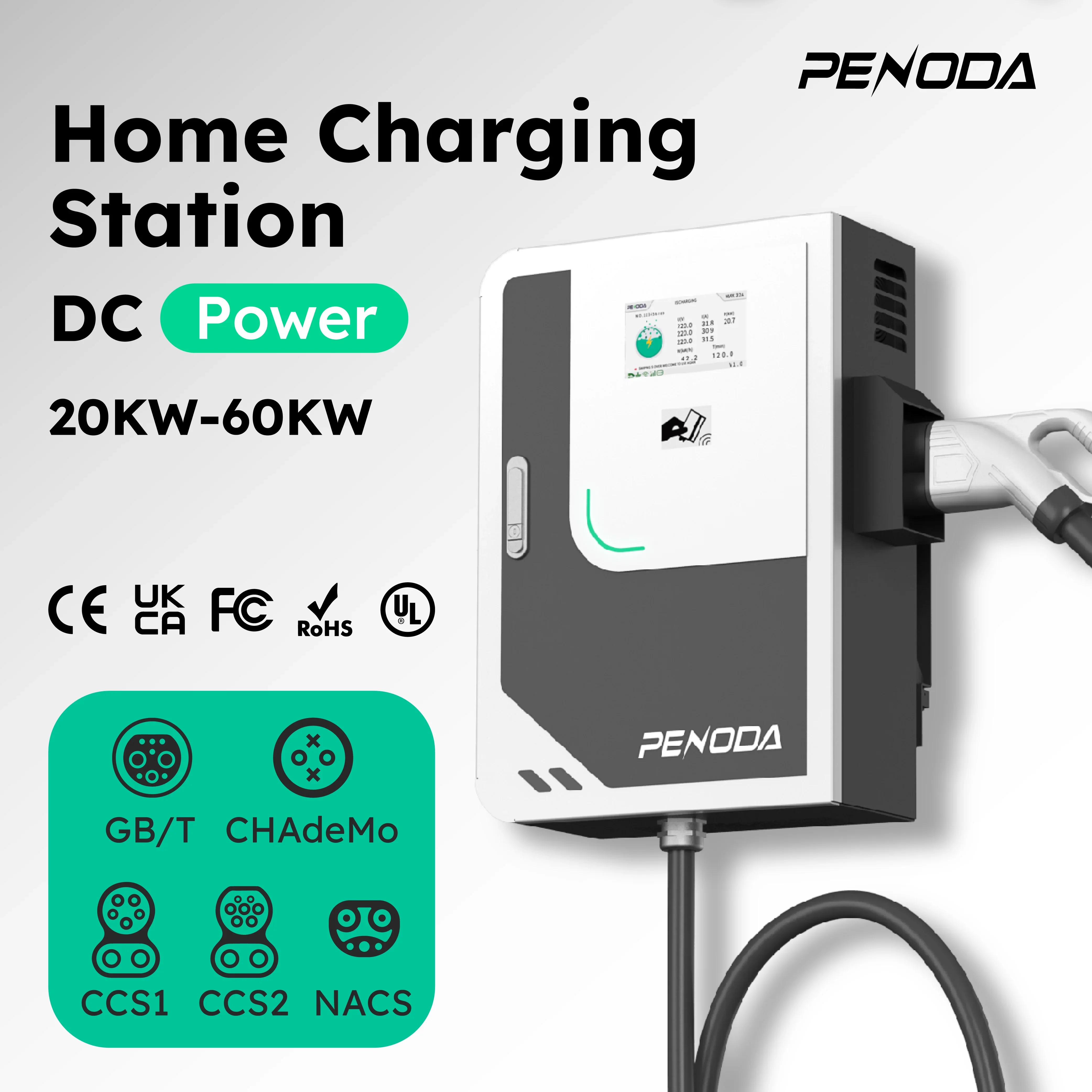 20kw Ccs1 Ccs2 Dc Fast Charger 30kw 40kw Wall-mounted Dc Ev Charging Station Manufacturers DC Ev Charger for Electric Car