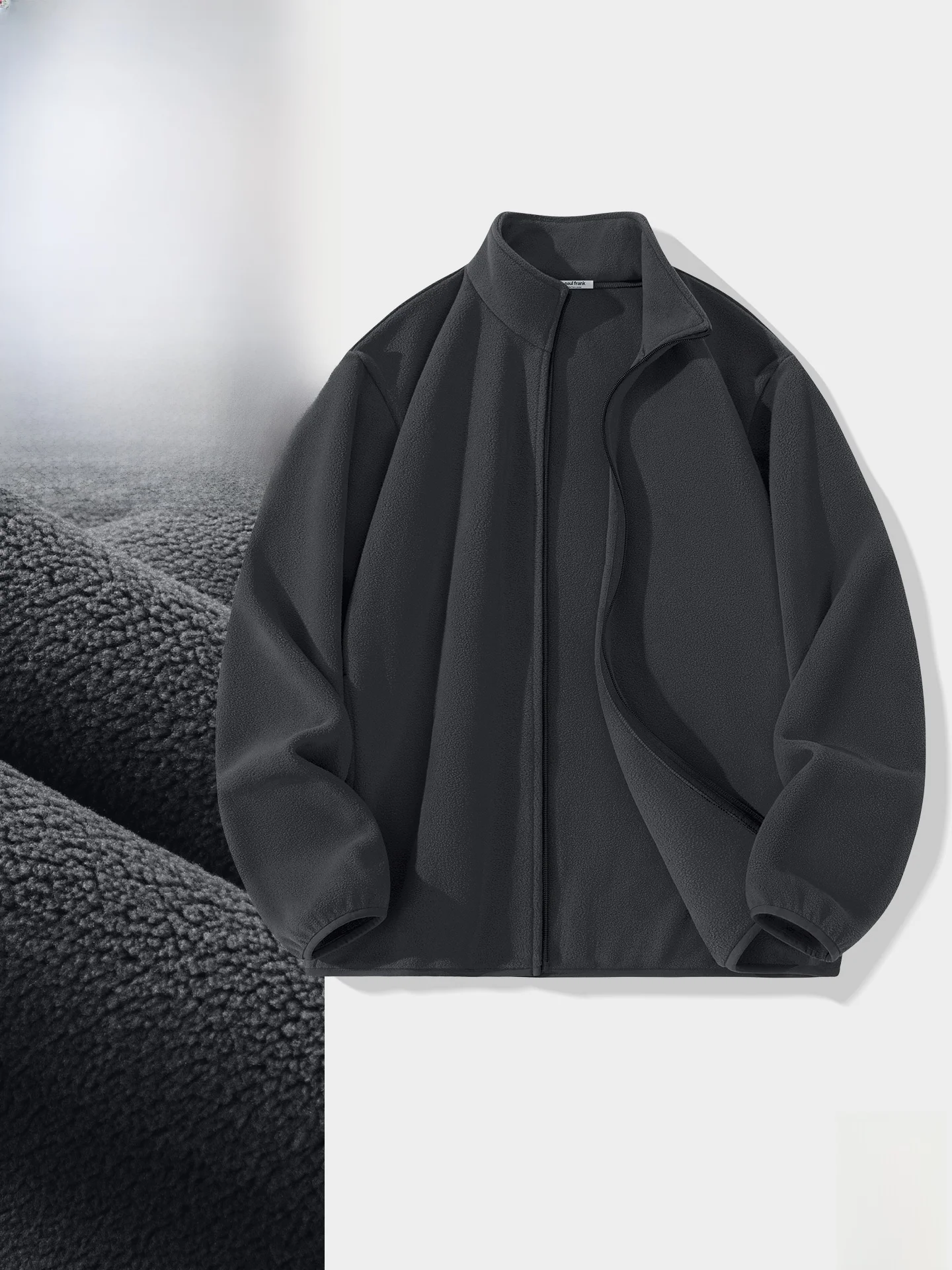 

Double-Sided Fce Jaet Men's Autumn Winter Warm Stand Collar Svel Inner Cardigan Big Mouth Monkey Design