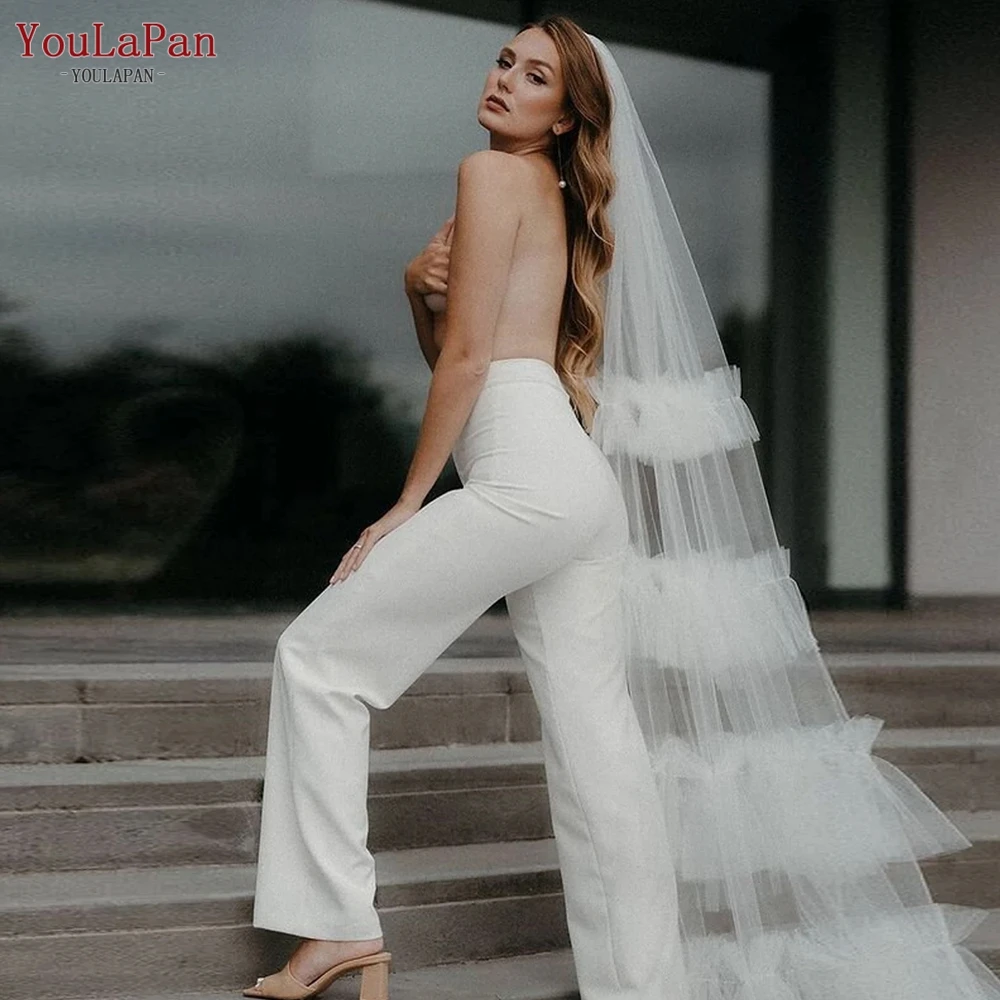 YouLaPan V117a fashion bridal veil layered ruffles soft tulle wedding veil magazine elegant wedding pamelas glamorous Veu