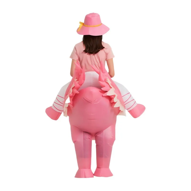 Pink Flamingo Inflatable Costumes Cartoon Animal Blow Up Clothes Halloween Party Cosplay Costume Funny Performance Props - view 2