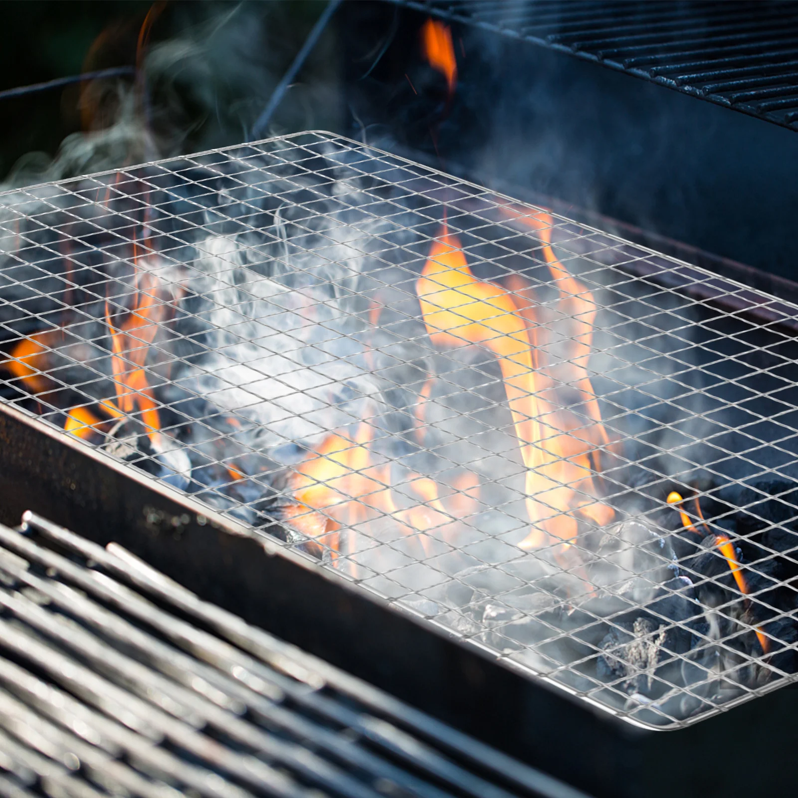 Cestino per barbecue quadrato in acciaio inossidabile, durevole, saldato fine, rete liscia, 26x44 cm, supporto per forno per cucina domestica, ristorante