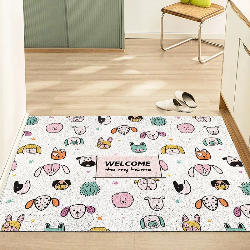 Cartoon Dog Entry Floor Mat Household Bedroom Door Silk Ring Foot Mat Entrance Mat Large Door Anti slip Carpet