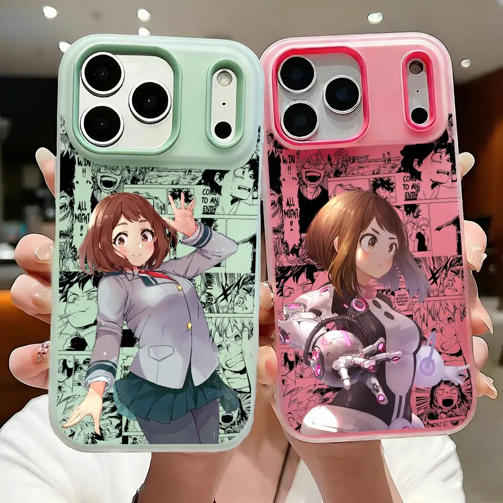 Anime O-Ochaco Uraraka Phone Case For iPhone 17 16 15 14 13 12 11 Pro Max Plus Case Clear Jelly Shockproof Soft