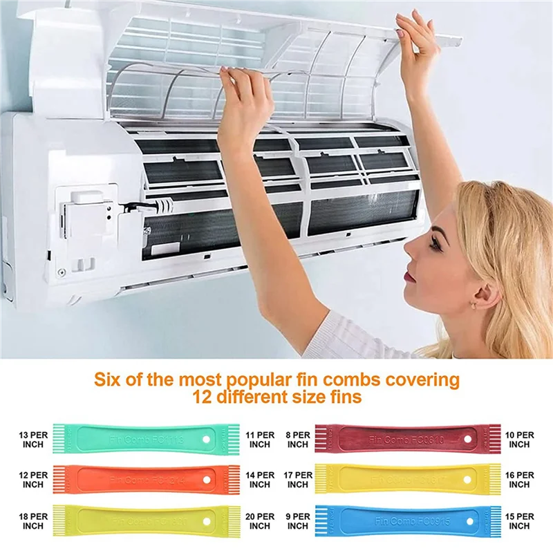 ABBK-2X FCR6 Ring Fin Comb Set, Air Conditioner Fin Comb Straighten Evaporator Condensor Coils, AC Fin Comb Straightener