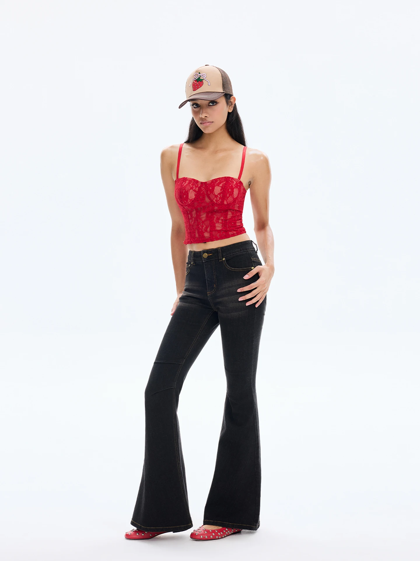 Retro Red Lace Strapless Crop Top with Chest Pad Fishbone Design Slim Fit Inner Wear Sexy Short Length Baring Waist