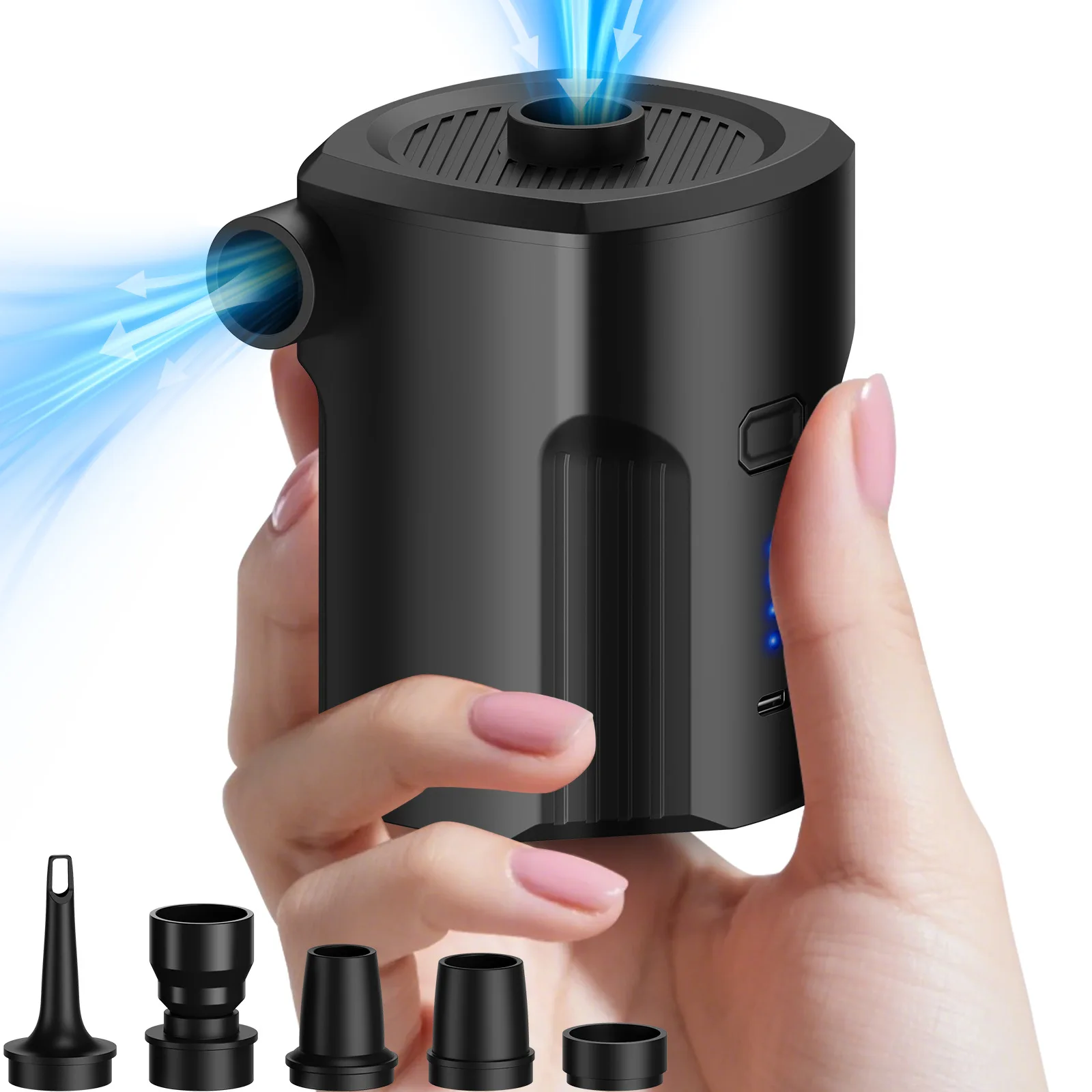 Portable Wireless Electric Air Pump,Built-in 5000mAh Battery, USB Rechargeable Inflator for Swimming Ring & Outdoor Air Mattress