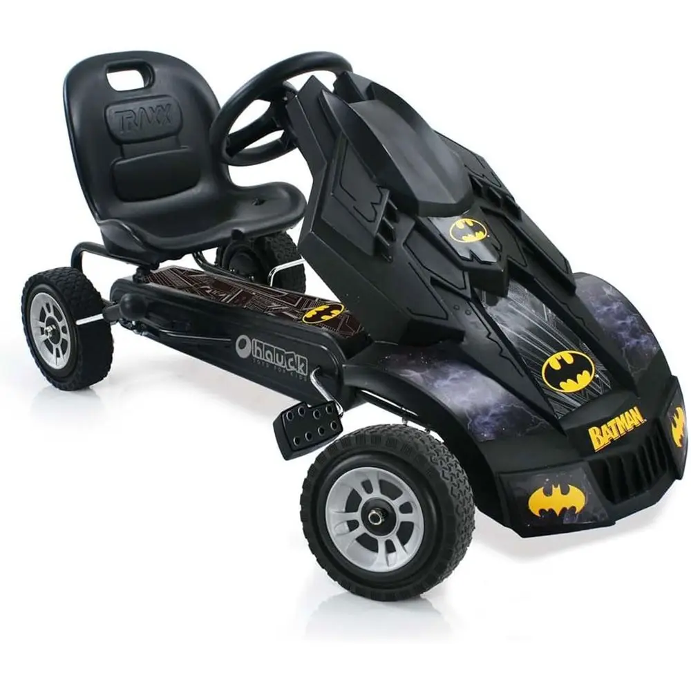 Batmobil Pedal Go Kart, Superheldenfahrt auf Batman-Autofahrzeug für Kinder, Schwarz