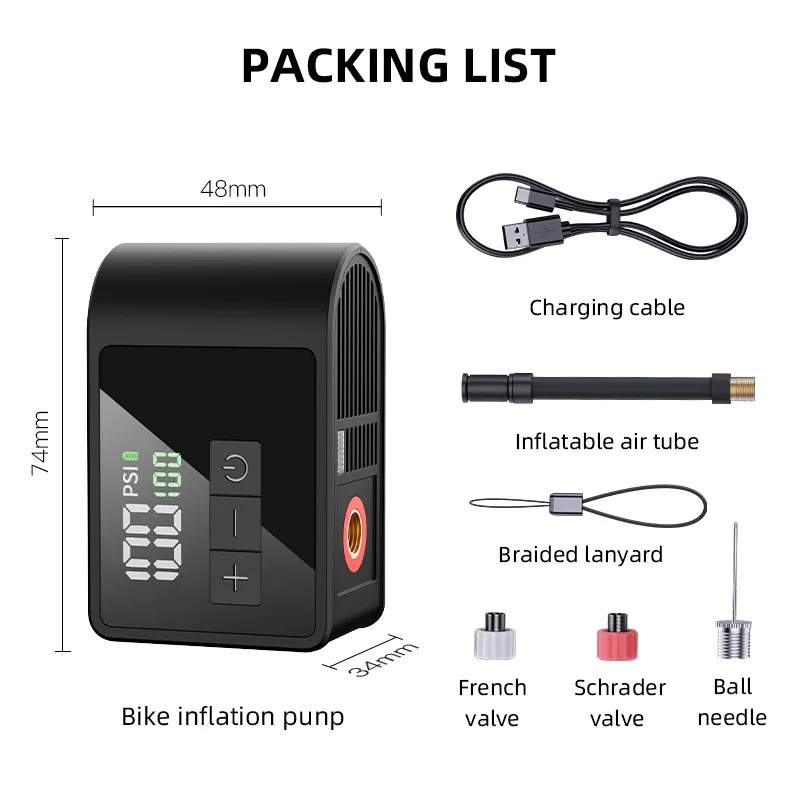 

NEWO Portable Mini Air Pump for Road Bicycle & Mountain Bikes with Digital Display LED Lighting Extremely Fast Tire Inflator
