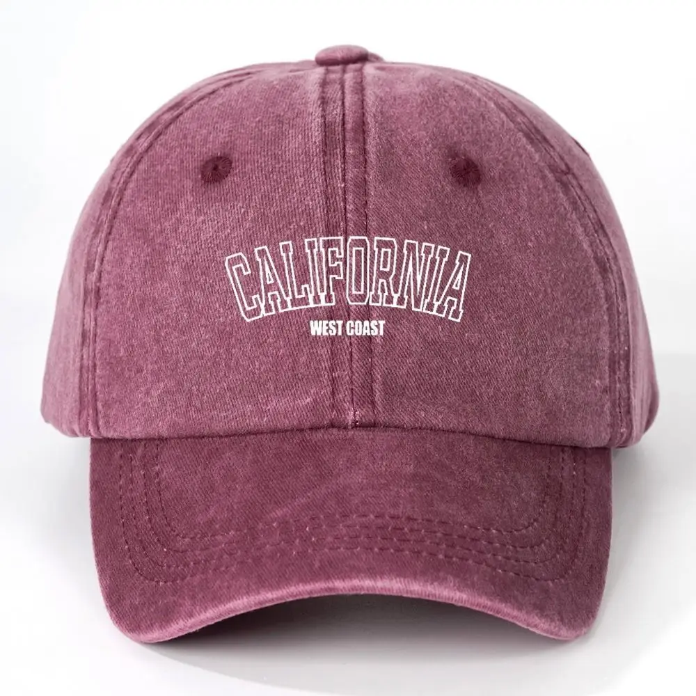 CALIFORNIA Embroidery Baseball Cap Adjustable Cotton Distressed Faded Cap Hip-hop Washed Snapback Baseball Cap
