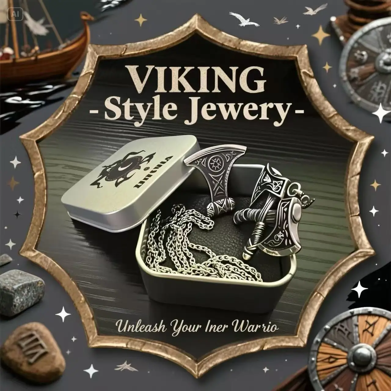 HNSP 316L Edelstahl Wikinger-Rune Axt-Anhänger Kettenhalskette für Herren Schmuckzubehör Hochwertige Geschenkverpackung – Detail 6