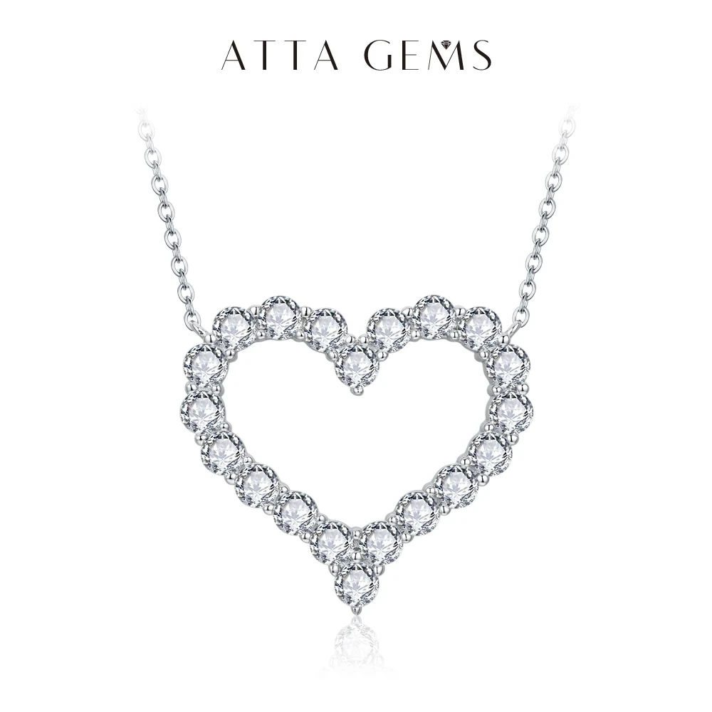 

ATTAGEMS 2024 New DVVS1 Color Round Cut 3mm Moissanite Necklace Silver 925 Moissanite Diamond Past Test Heart shape Fine Jewelry